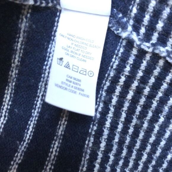 Splendid Wool Blend Cardigan Sweater Needle Stripe in Navy & Natural XS - Picture 6 of 8